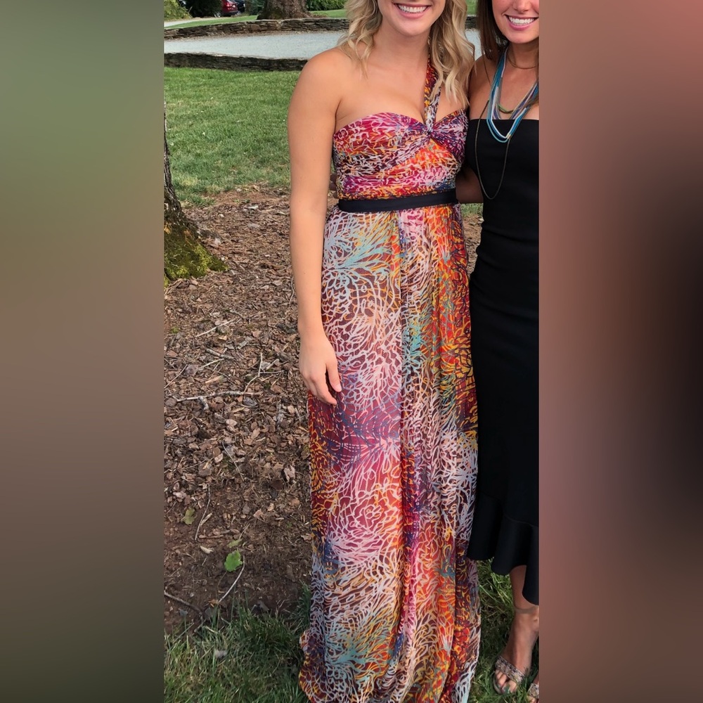 BCBGMaxAzria One Shoulder Colorful Maxi Dress Size 4
